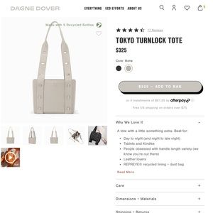 DAGNE DOVER Tokyo Turnlock Tote Leather Handbag - Bone